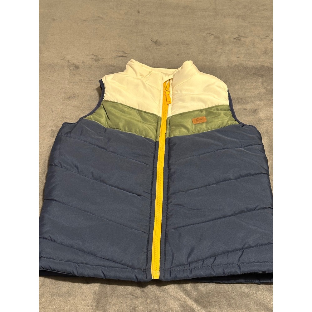 Weatherproof Vintage Boys Colorblock Puffer Vest Navy Green Cream Size 5